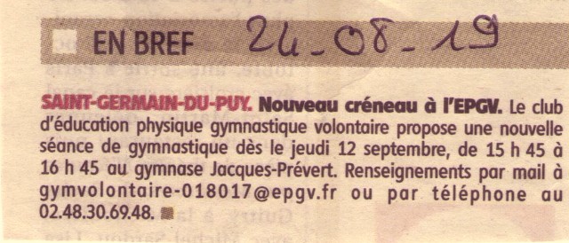 gym volontaire St germain du Puy