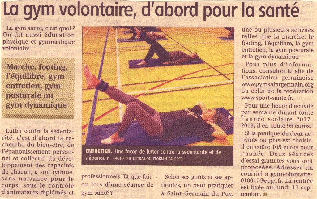 ducation physique et gym volontaire  Saint Germain du Puy